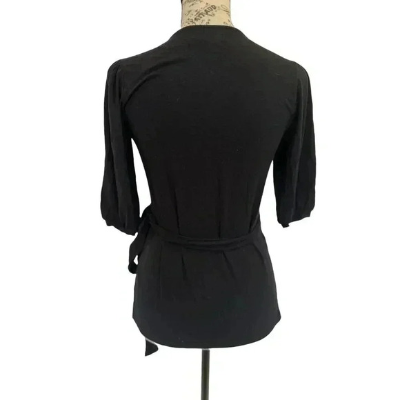 Halogen, wrap blouse top, Black, Petite XXS - Picture 3 of 5